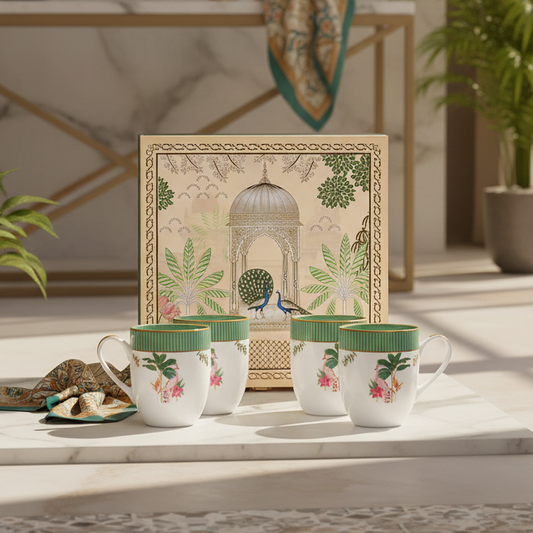 Coupe Coffee Mug Set of 4 - Gift Box | Green | Mayura ICHKAN