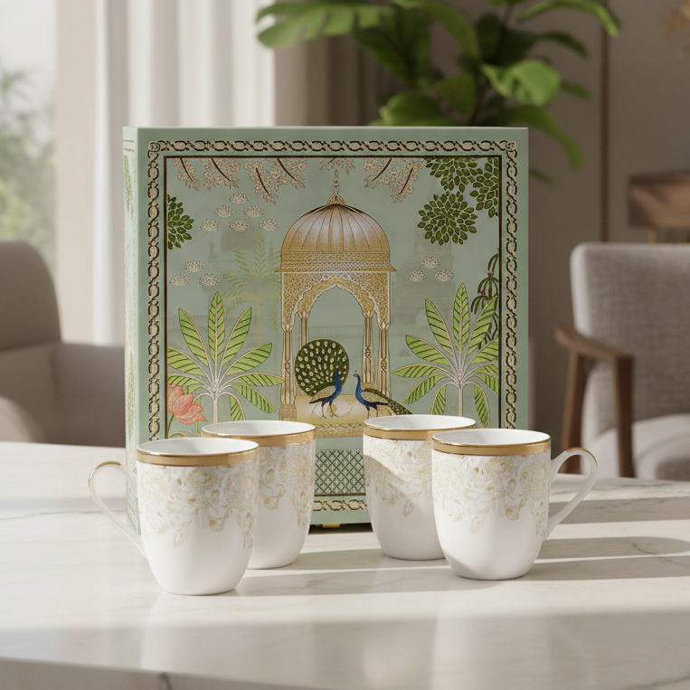 Coupe Coffee Mug Set of 4 - Gift Box | Yellow | Mustard Iris ICHKAN