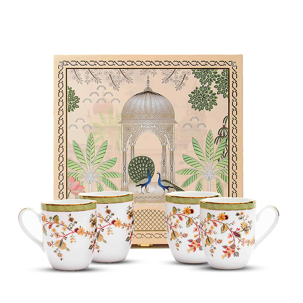 Coupe Coffee Mug Set of 4 - Gift Box | Green | Bloom ICHKAN