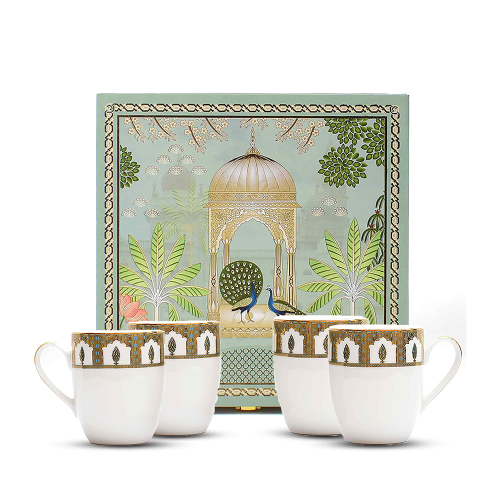 Coupe Coffee Mug Set of 4 - Gift Box | Blue | Chinar ICHKAN