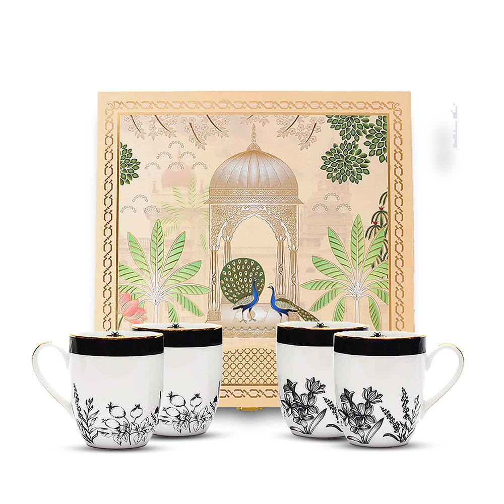 Coupe Coffee Mug Set of 4 - Gift Box | Black | Bee ICHKAN
