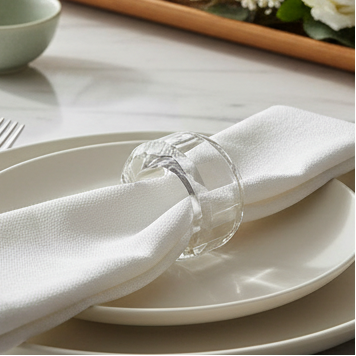 Crystal Round Scallop Edge Napkin Ring | Transparent | Crystal Napkin Rings ICHKAN by Day To Day