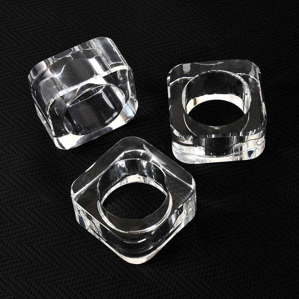 Crystal Square Napkin Ring  | Transparent | Crystal Napkin Rings ICHKAN by Day To Day