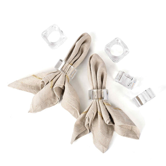 Crystal Square Napkin Ring  | Transparent | Crystal Napkin Rings ICHKAN by Day To Day