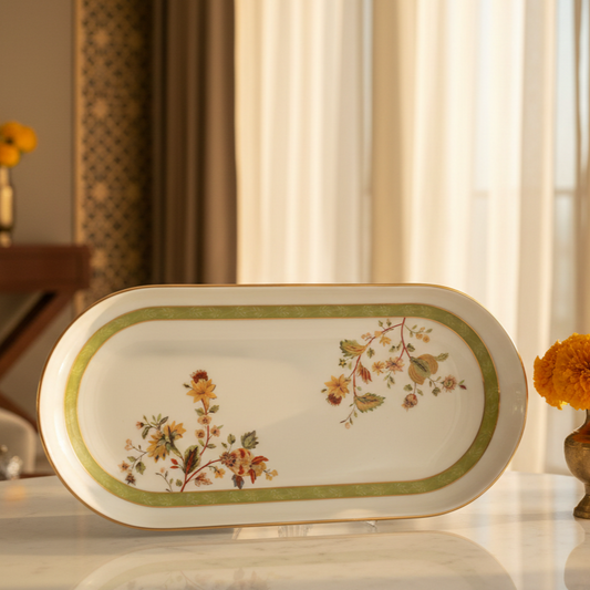 Oval Snack Tray/Platter | Green | Bloom ICHKAN