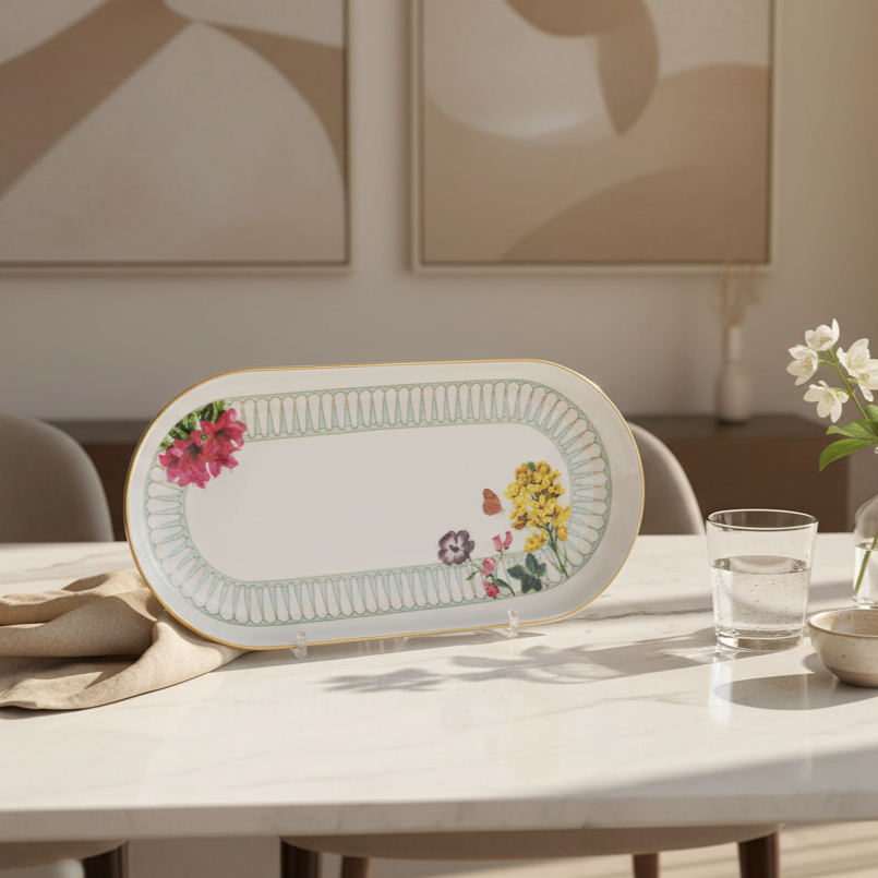 Oval Snack Tray/Platter | Yellow | Basant ICHKAN