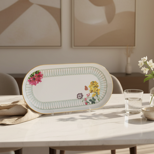Oval Snack Tray/Platter | Yellow | Basant ICHKAN