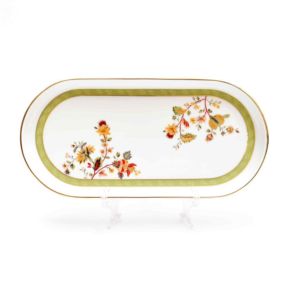 Oval Snack Tray/Platter | Green | Bloom ICHKAN