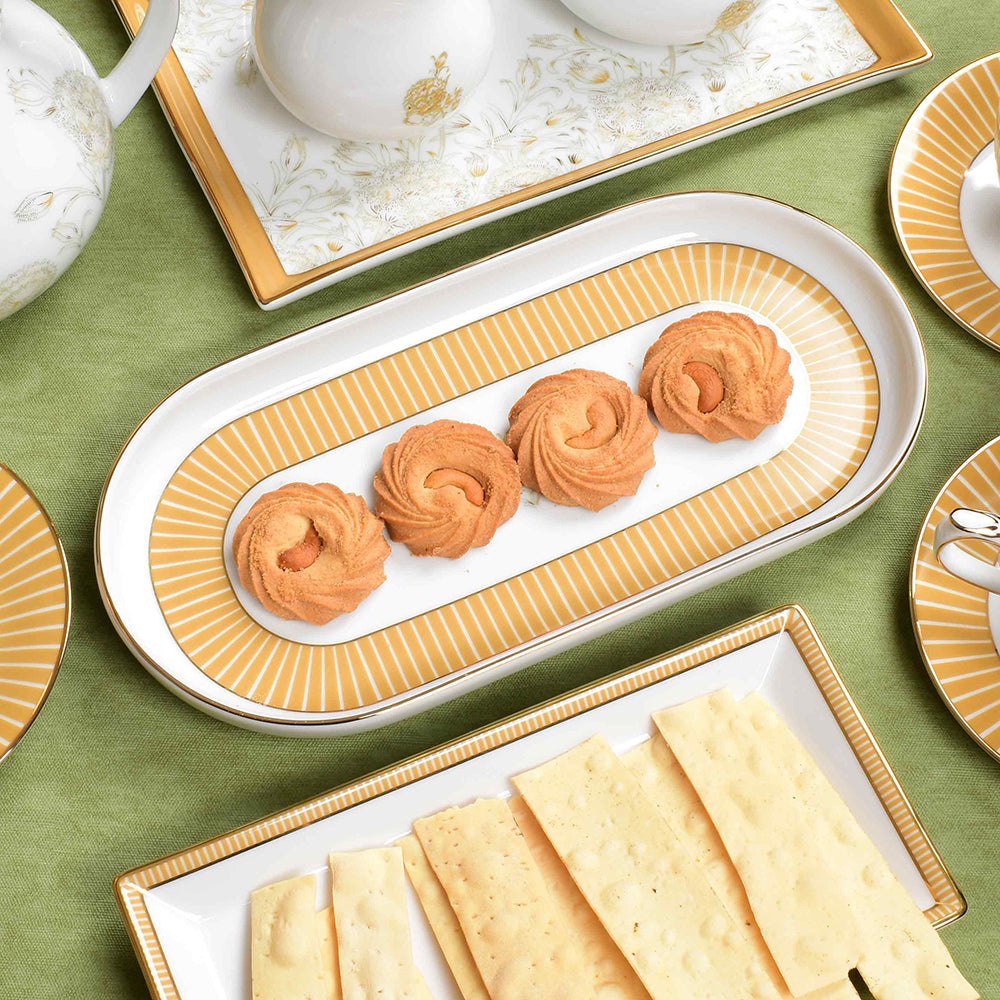 Oval Snack Tray/Platter | Yellow | Mustard Iris ICHKAN