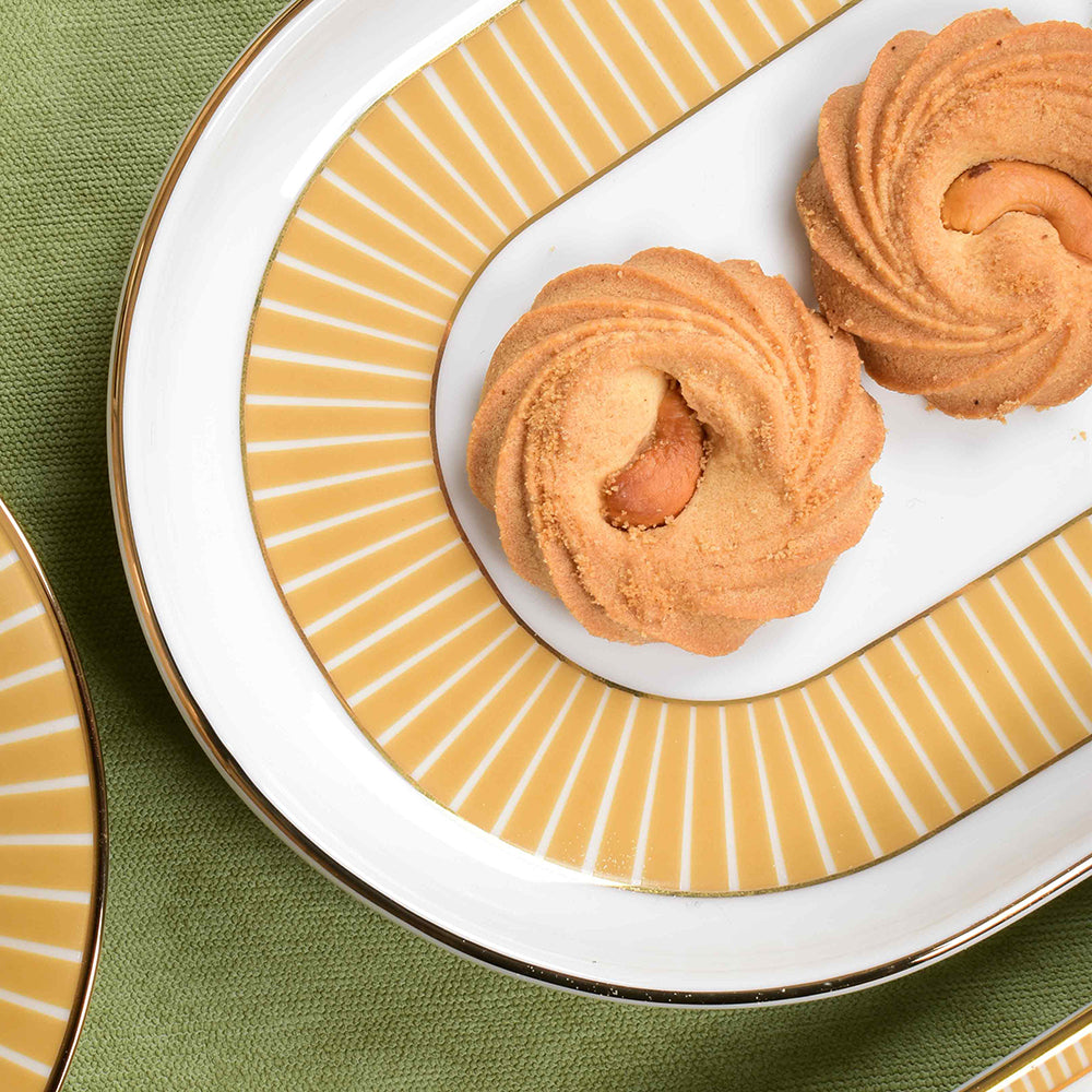 Oval Snack Tray/Platter | Yellow | Mustard Iris ICHKAN