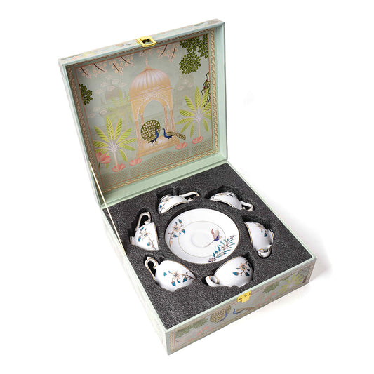 Macchiato Cup & Saucer 12 Pcs - Gift Box | Blue | Shahi ICHKAN