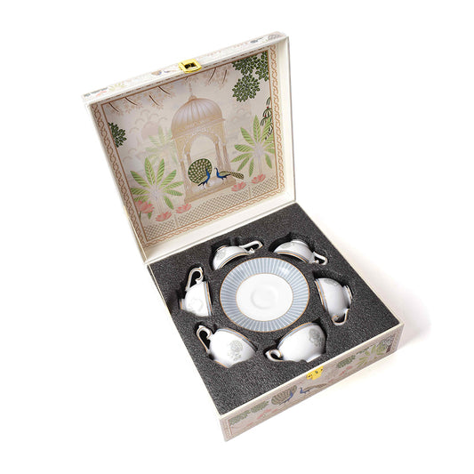 Macchiato Cup & Saucer 12 Pcs - Gift Box | Grey | Grey Iris ICHKAN