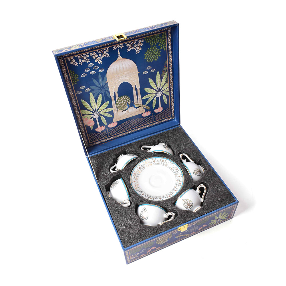 Macchiato Cup & Saucer 12 Pcs - Gift Box | Blue | Mavi ICHKAN