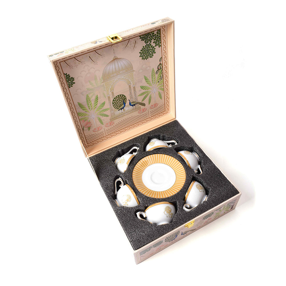 Macchiato Cup & Saucer 12 Pcs - Gift Box | Yellow | Mustard Iris ICHKAN