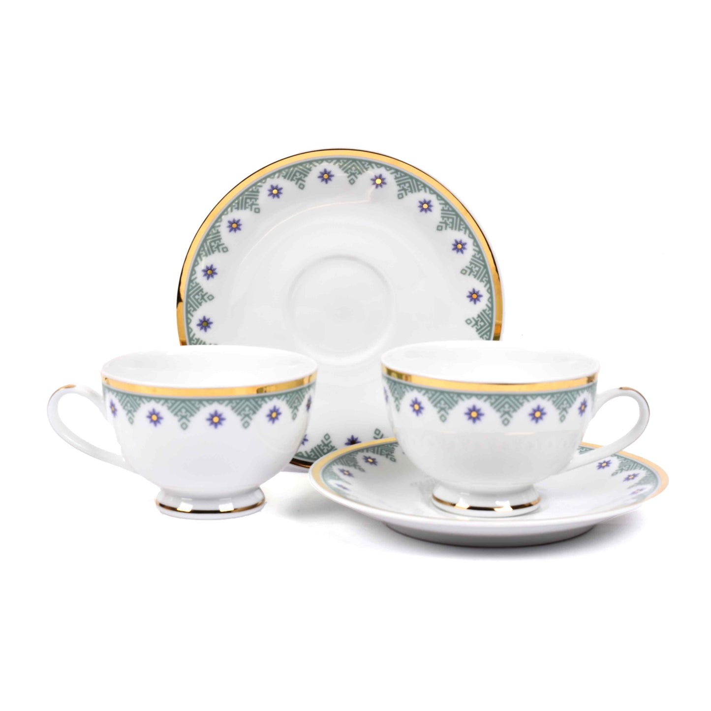 Dankotuwa Sri Lanka Tea Cup & Saucer 12pc | Blue | Isabella Gold ICHKAN