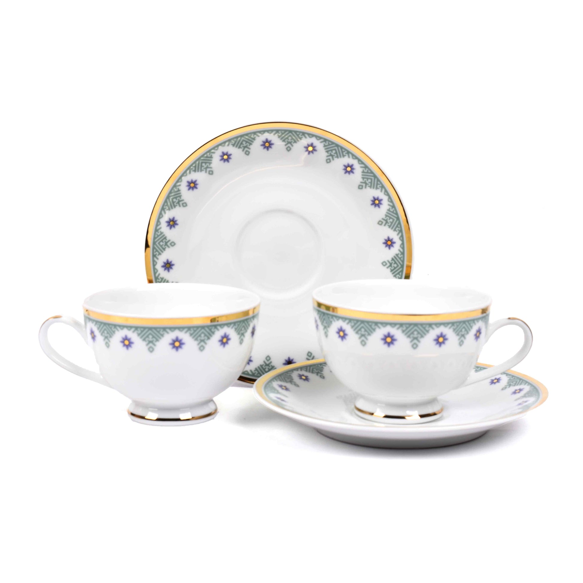 Dankotuwa Sri Lanka Tea Cup & Saucer 12pc | Blue | Isabella Gold ICHKAN