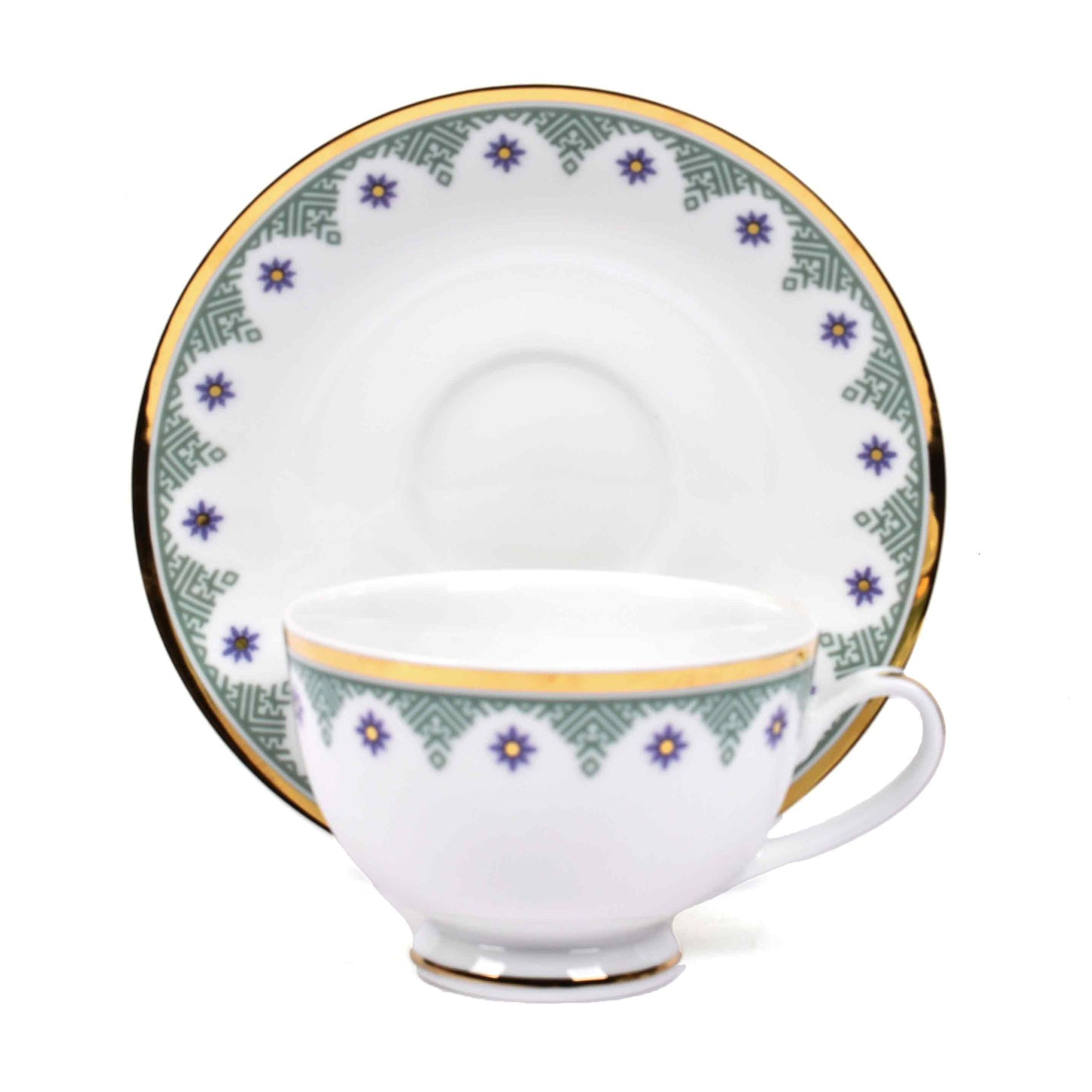 Dankotuwa Sri Lanka Tea Cup & Saucer 12pc | Blue | Isabella Gold ICHKAN