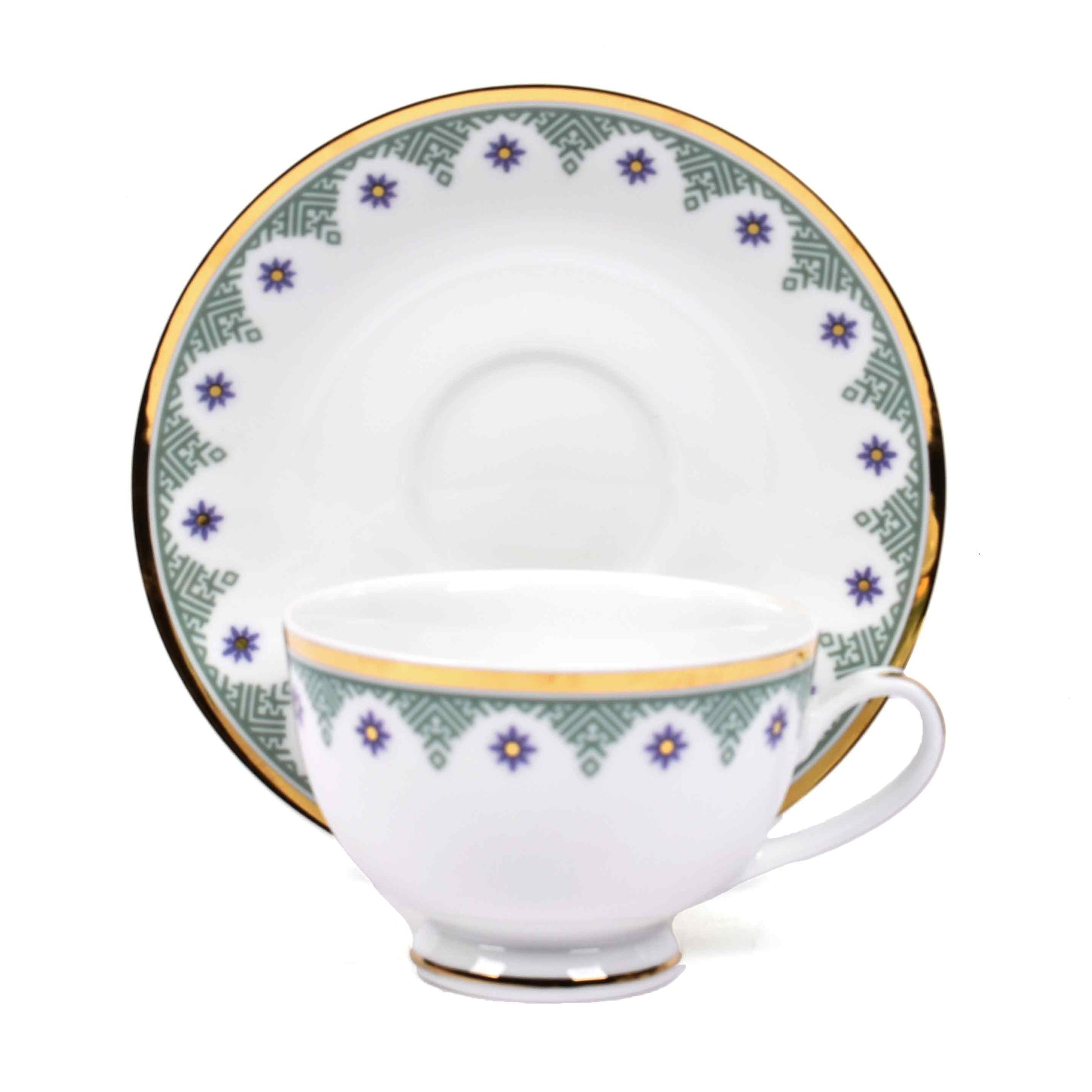 Dankotuwa Sri Lanka Tea Cup & Saucer 12pc | Blue | Isabella Gold ICHKAN