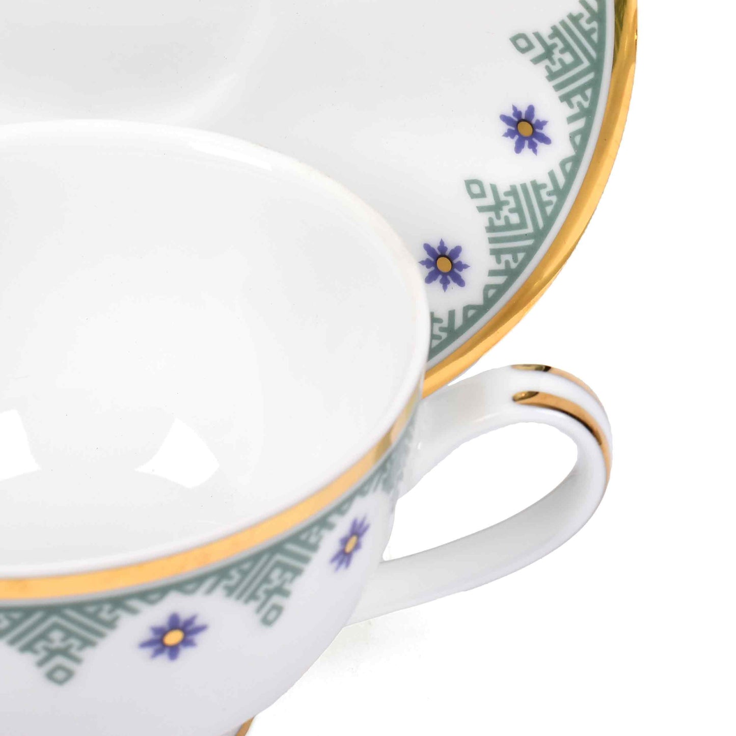 Dankotuwa Sri Lanka Tea Cup & Saucer 12pc | Blue | Isabella Gold ICHKAN