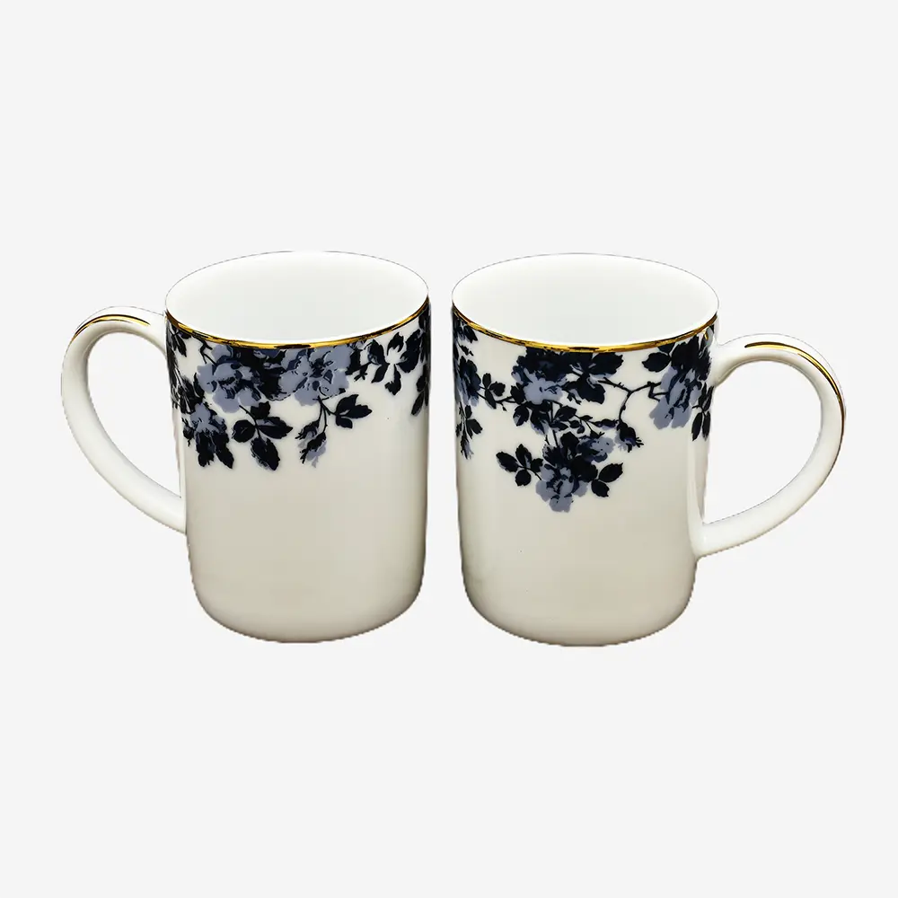 Mug Set 2pc with Gift Box | Blue | Zeneta Leaves ICHKAN