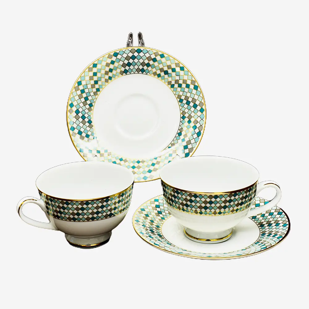 Tea Cup & Saucer 6pc | Teal | Christolite ICHKAN