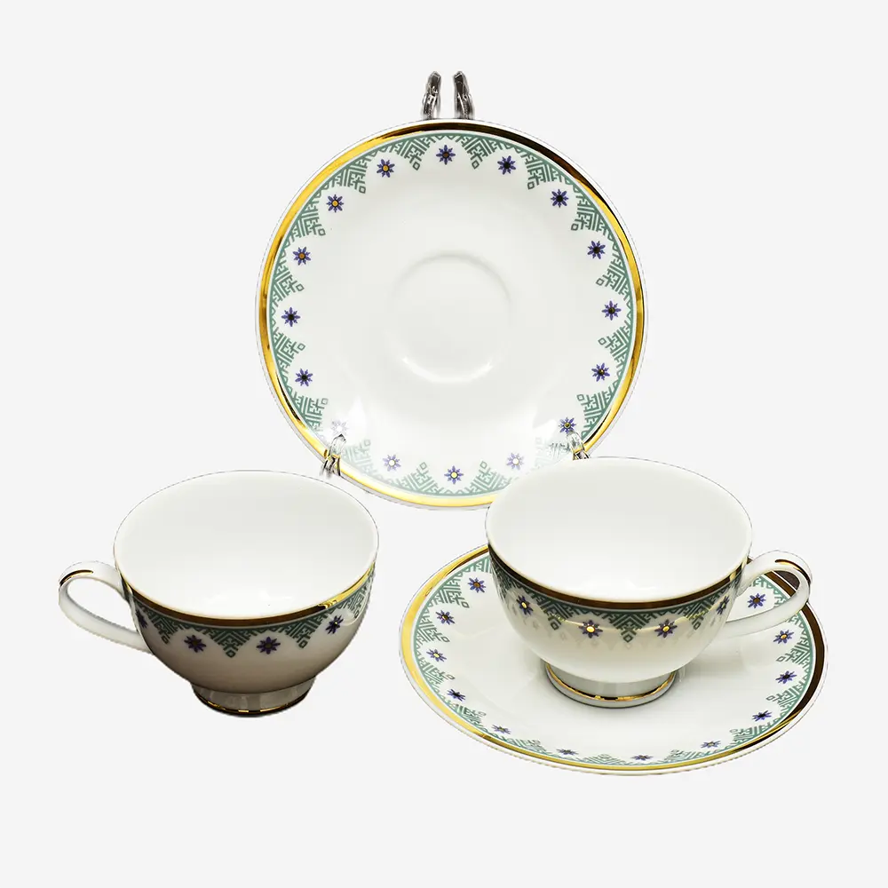 Tea Cup & Saucer 6pc | Blue | Isabella Gold ICHKAN