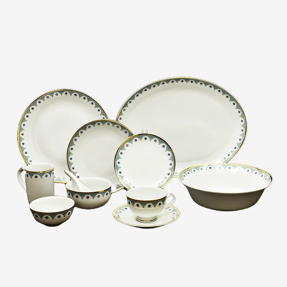 33 pc Dinner set | Green | Isabella Gold ICHKAN