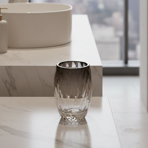 Crystal Diamond Cut Tumbler | Black | Crystal Powder Room Utility ICHKAN by Day To Day