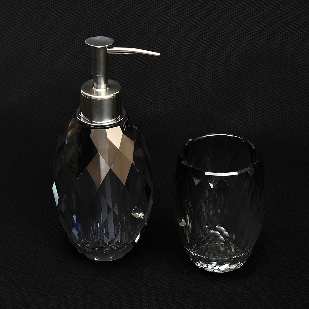 Crystal Diamond Cut Tumbler | Black | Crystal Powder Room Utility ICHKAN by Day To Day