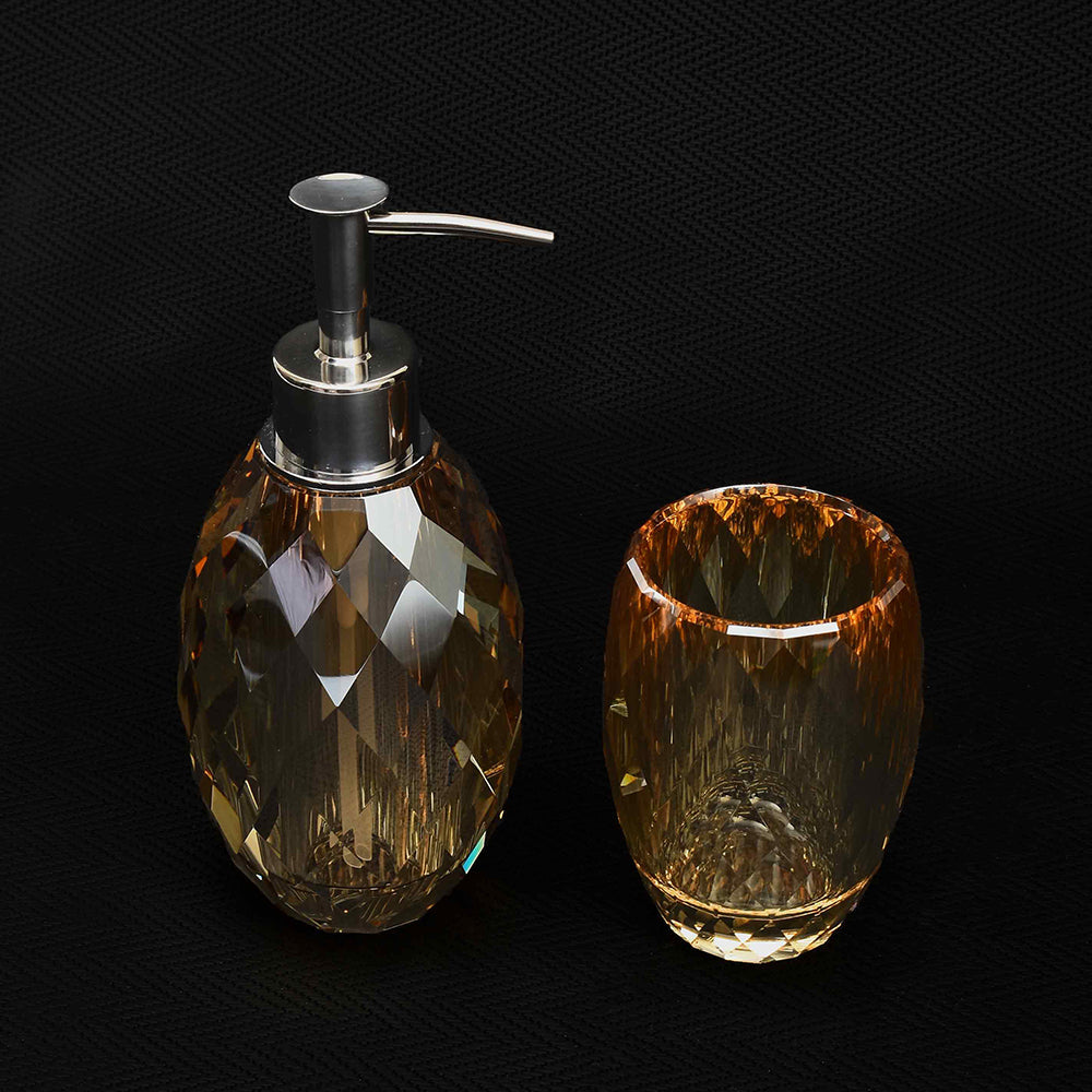 Crystal Diamond Cut Tumbler | Golden | Crystal Powder Room Utility ICHKAN by Day To Day