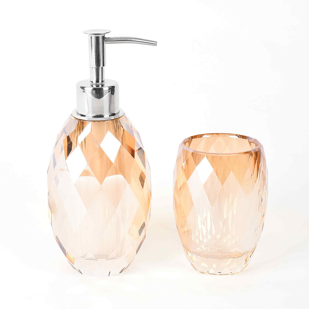 Crystal Diamond Cut Tumbler | Golden | Crystal Powder Room Utility ICHKAN by Day To Day