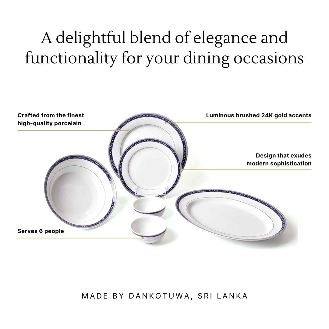 21 pc Dankotuwa Sri Lanka Dinner set | Blue | Dinole ICHKAN