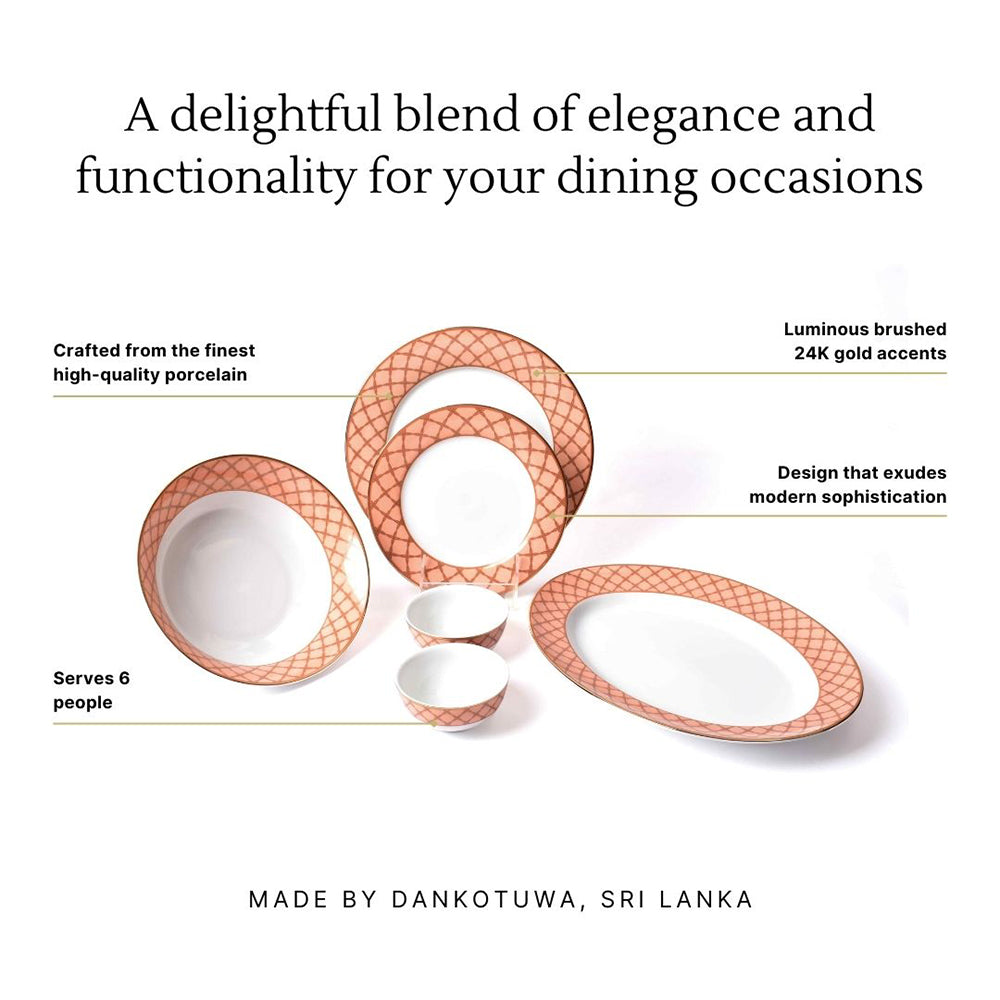 21 pc Dankotuwa Sri Lanka Dinner set | Peach | Angel Rope ICHKAN