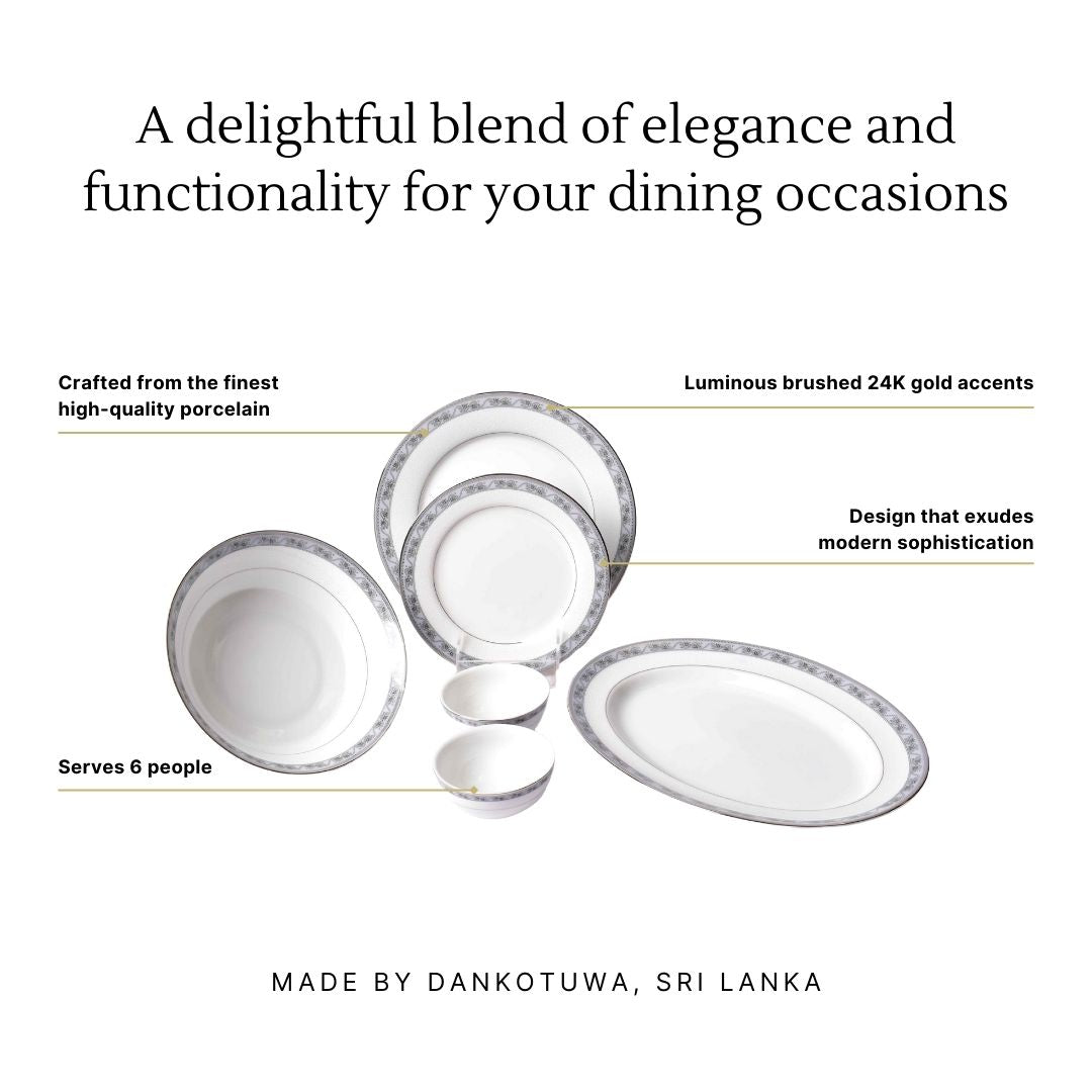 21 pc Dankotuwa Sri Lanka Dinner set | Grey | Mariella ICHKAN