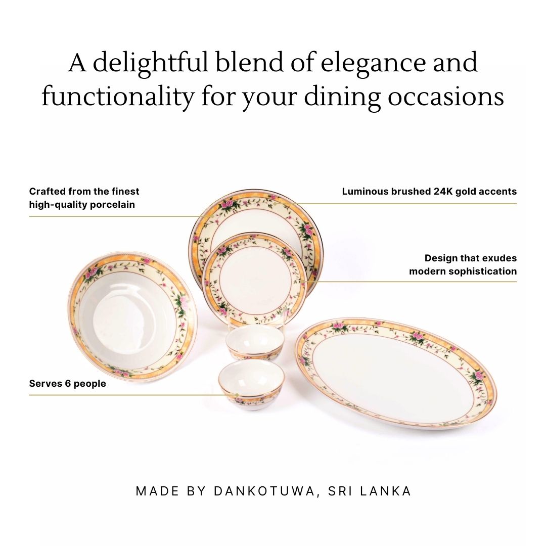 21 pc Dankotuwa Sri Lanka Dinner set | Yellow | Yeseniya ICHKAN