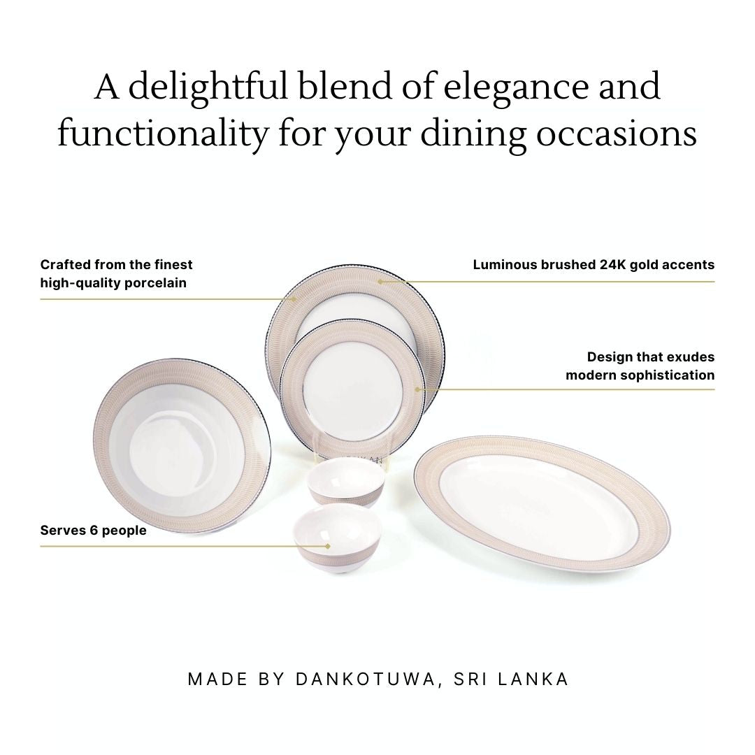 21 pc Dankotuwa Sri Lanka Dinner set | Beige | Shine Platin ICHKAN