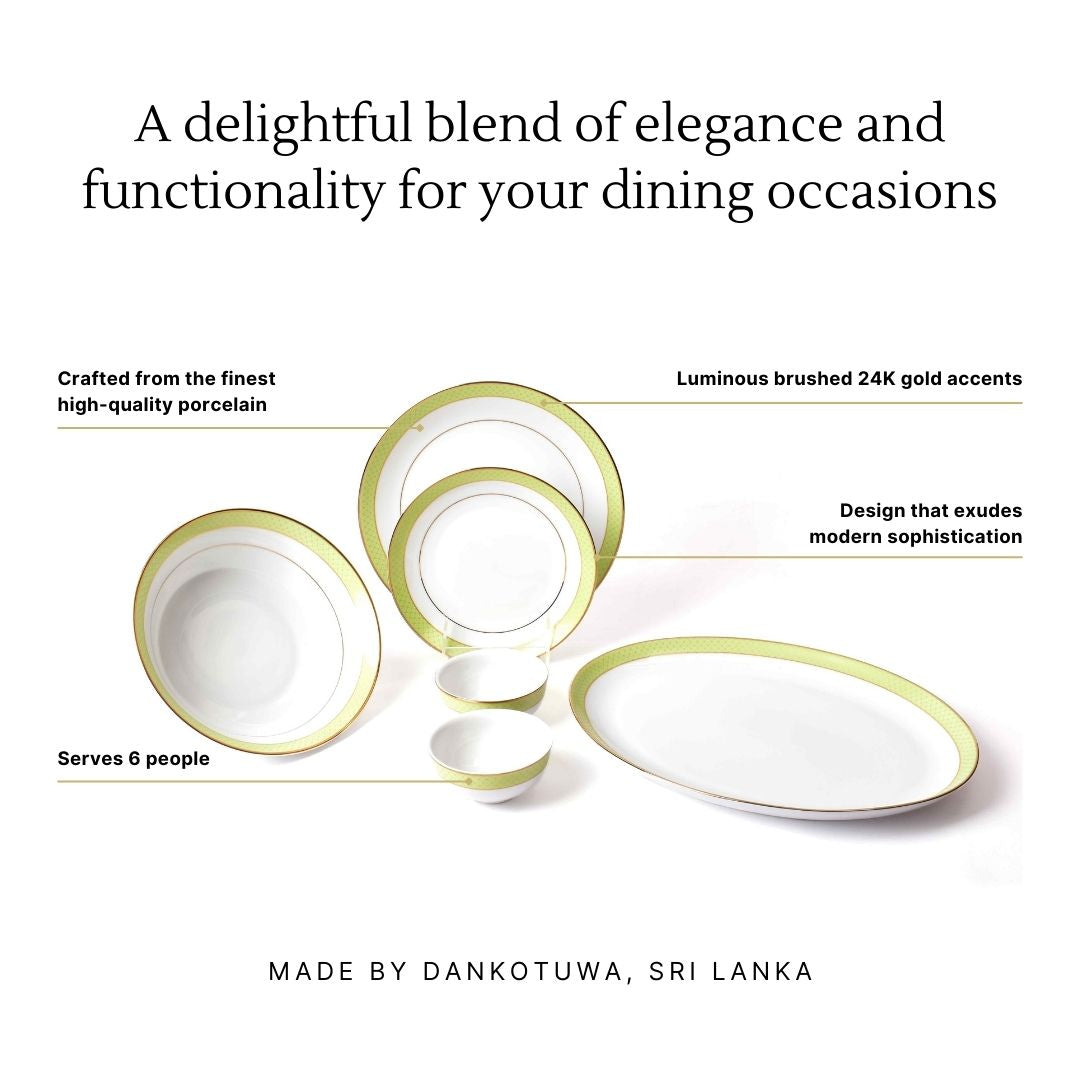 21 pc Dankotuwa Sri Lanka Dinner set | Green | Princely ICHKAN