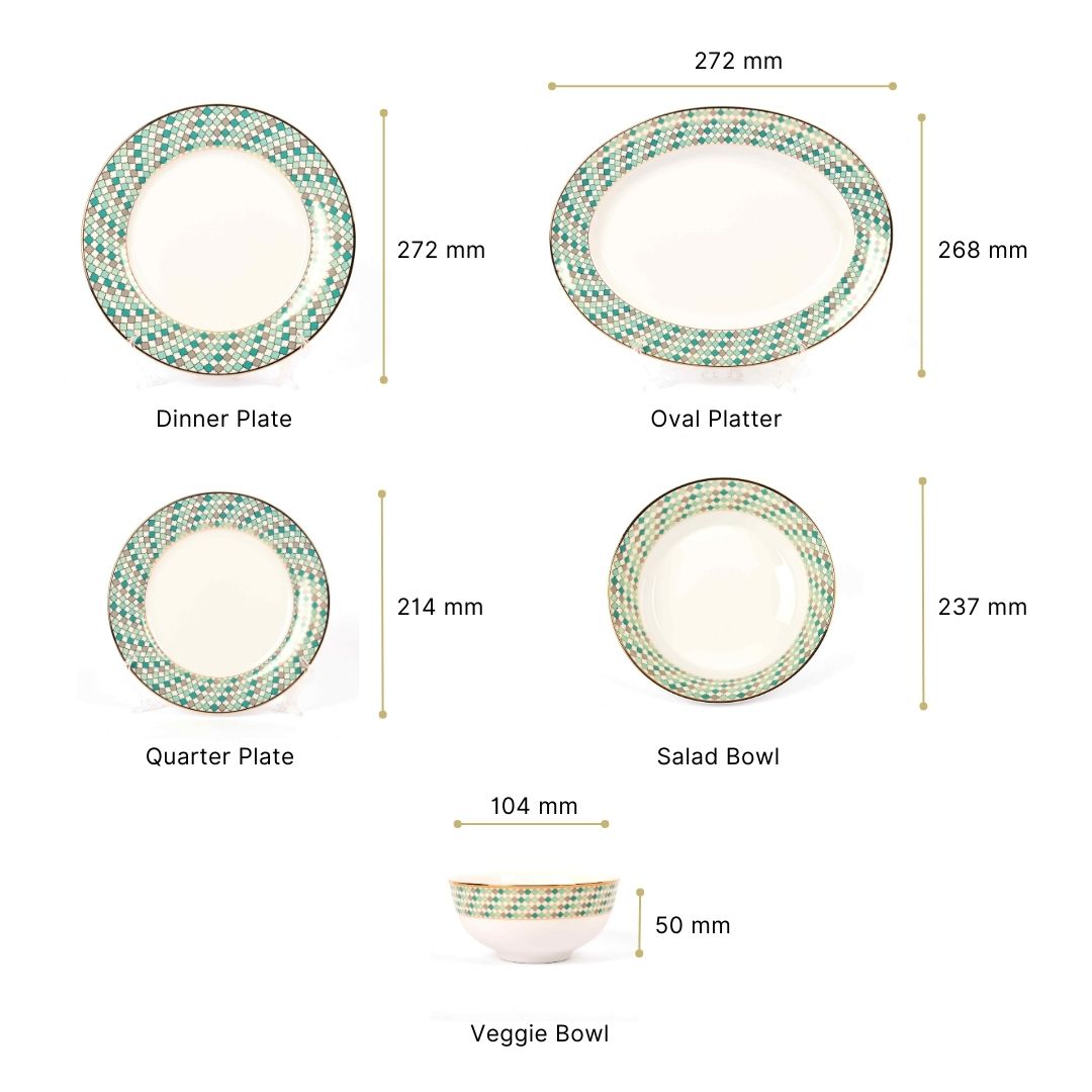 21 pc Dankotuwa Sri Lanka Dinner set | Teal | Christolite ICHKAN
