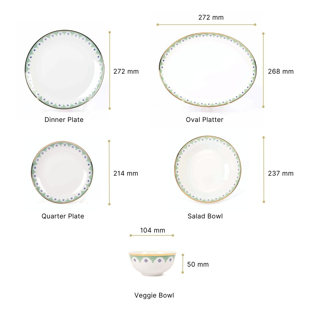 21 pc Dankotuwa Sri Lanka Dinner set | Blue | Isabella Gold ICHKAN
