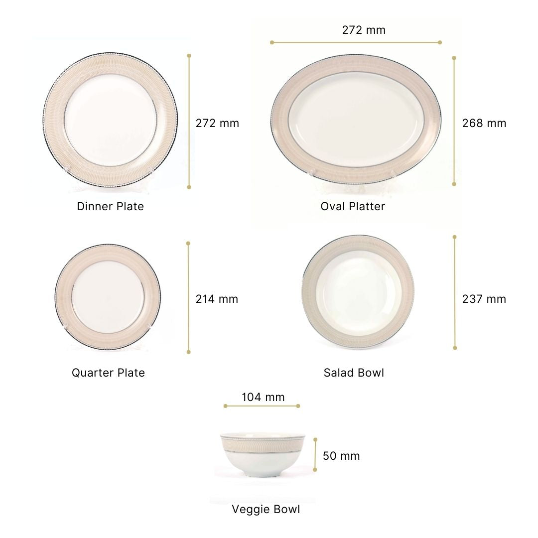 21 pc Dankotuwa Sri Lanka Dinner set | Beige | Shine Platin ICHKAN