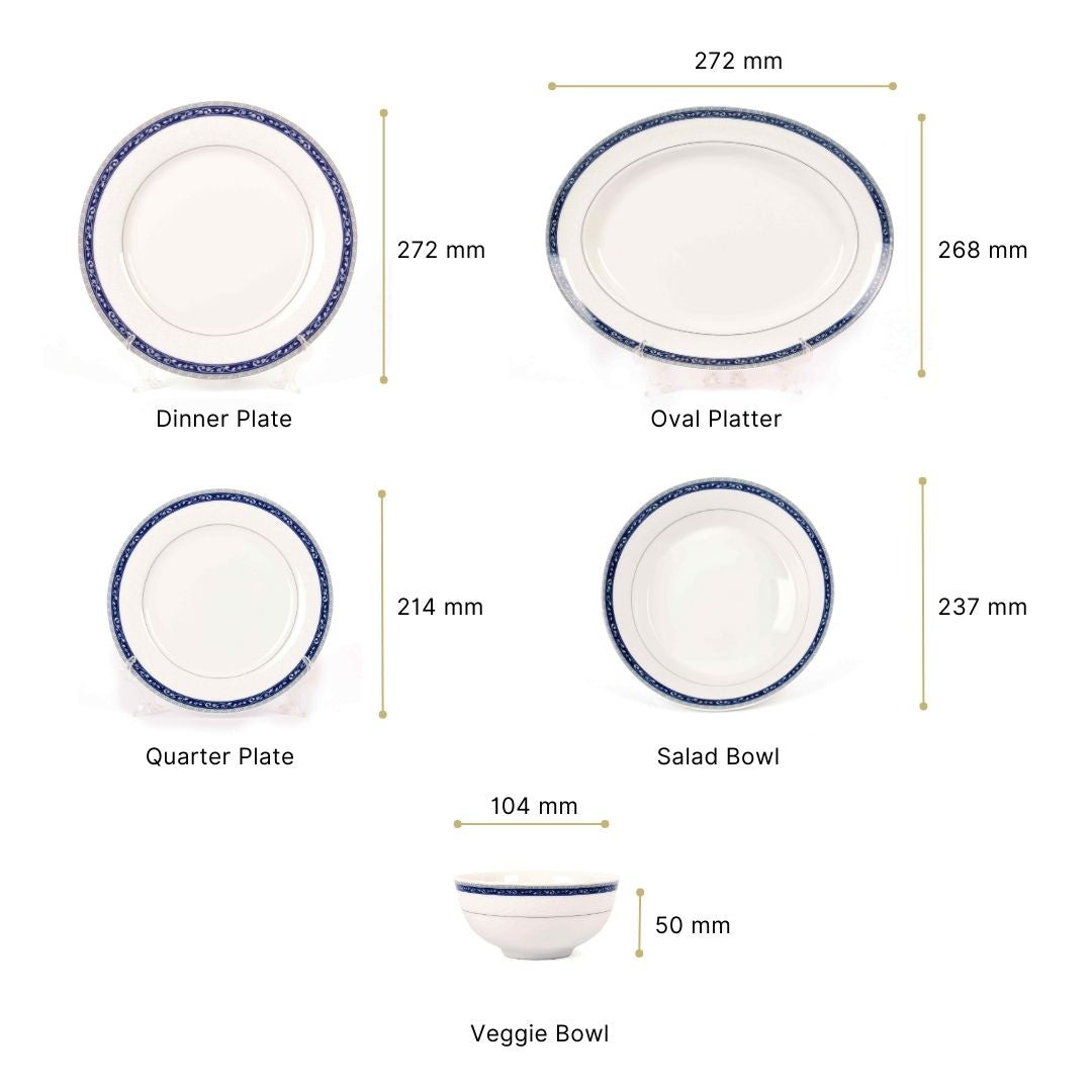 21 pc Dankotuwa Sri Lanka Dinner set | Blue | Dinole ICHKAN