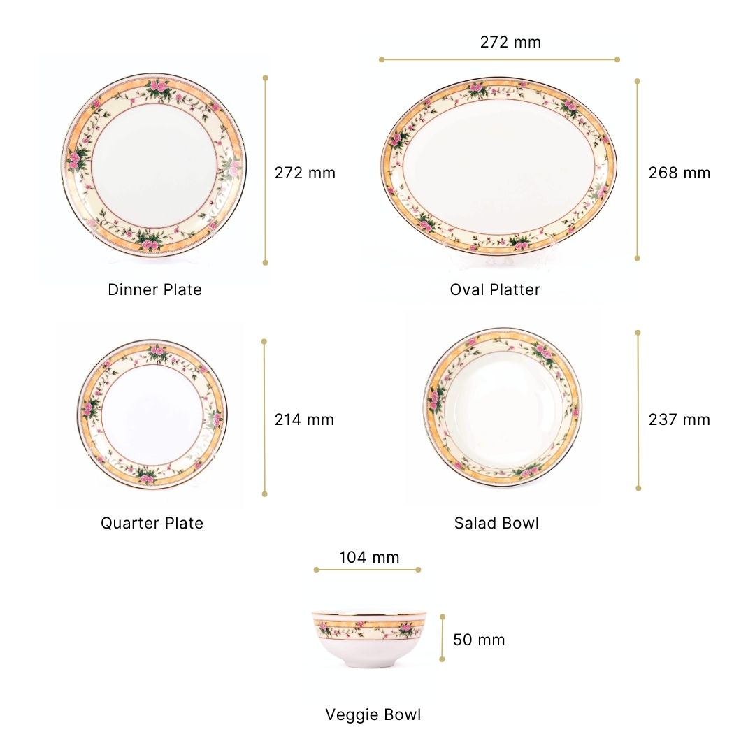 21 pc Dankotuwa Sri Lanka Dinner set | Yellow | Yeseniya ICHKAN