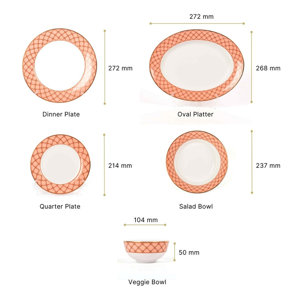 21 pc Dankotuwa Sri Lanka Dinner set | Peach | Angel Rope ICHKAN