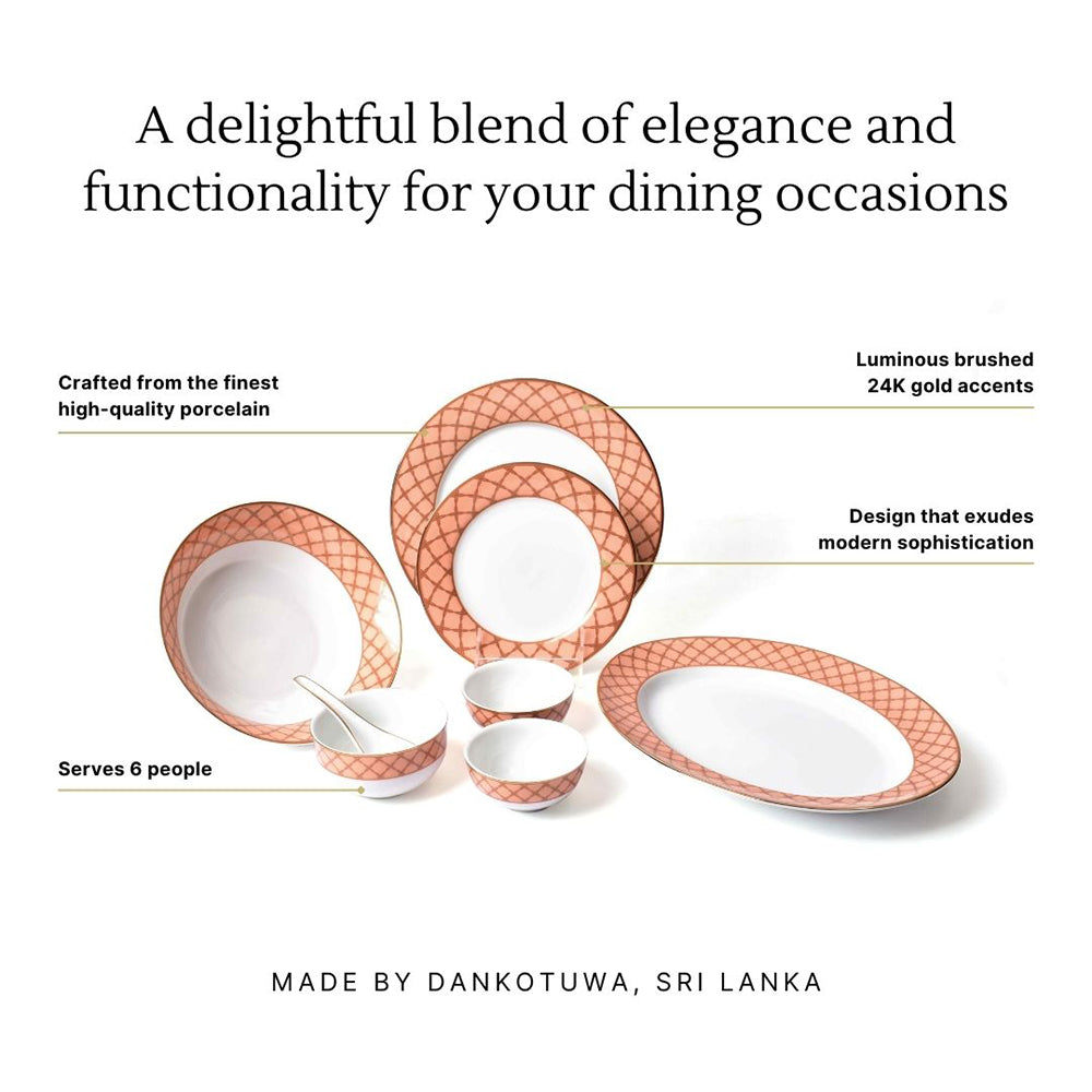 33 pc Dankotuwa Sri Lanka Dinner set | Peach | Angel Rope ICHKAN