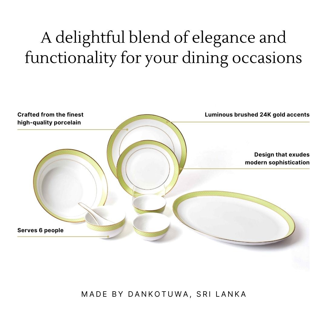 33 pc Dankotuwa Sri Lanka Dinner set | Green | Princely ICHKAN