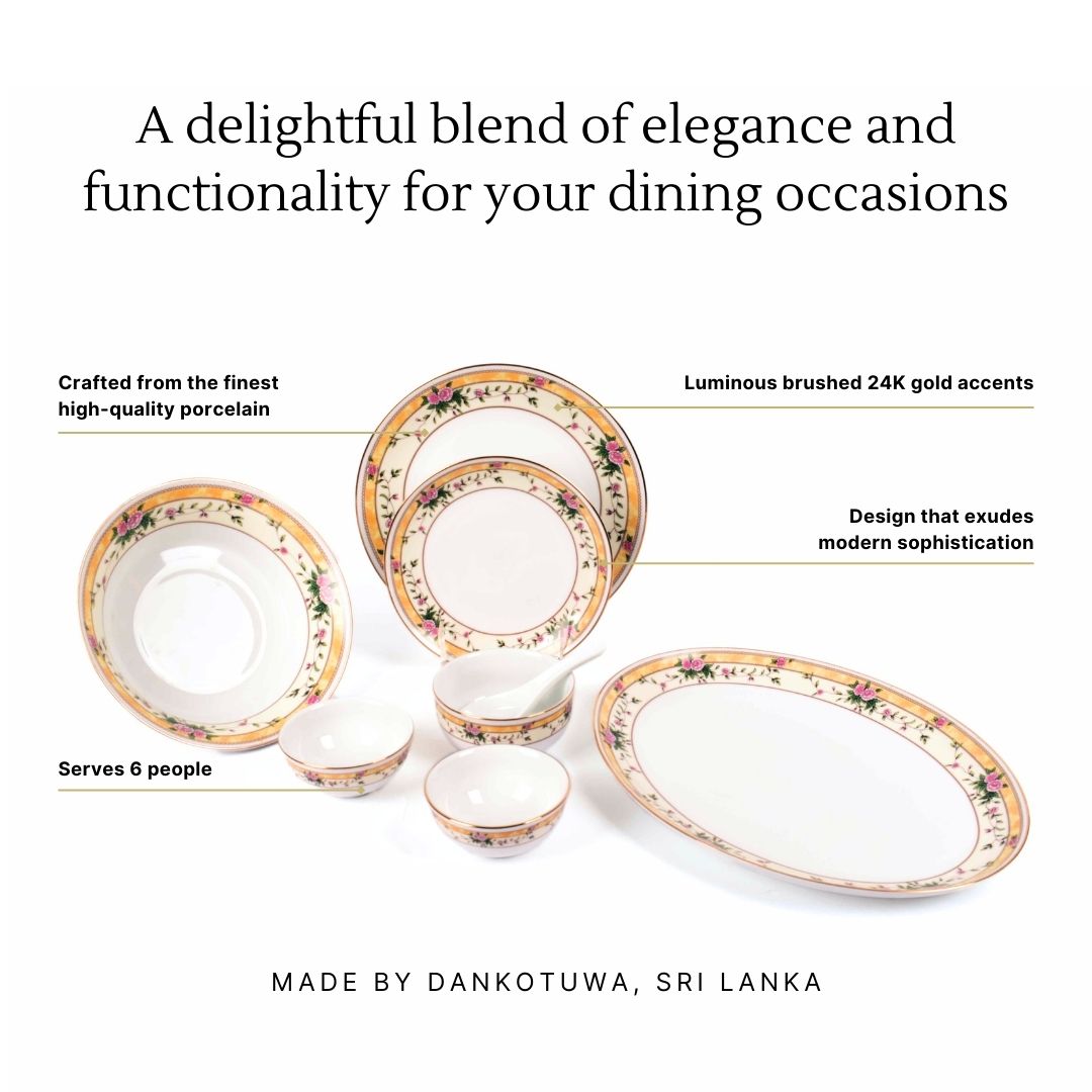 33 pc Dankotuwa Sri Lanka Dinner set | Yellow | Yeseniya ICHKAN