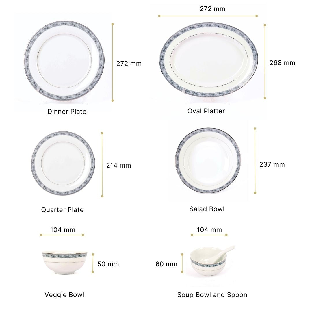 33 pc Dankotuwa Sri Lanka Dinner set | Grey | Mariella ICHKAN