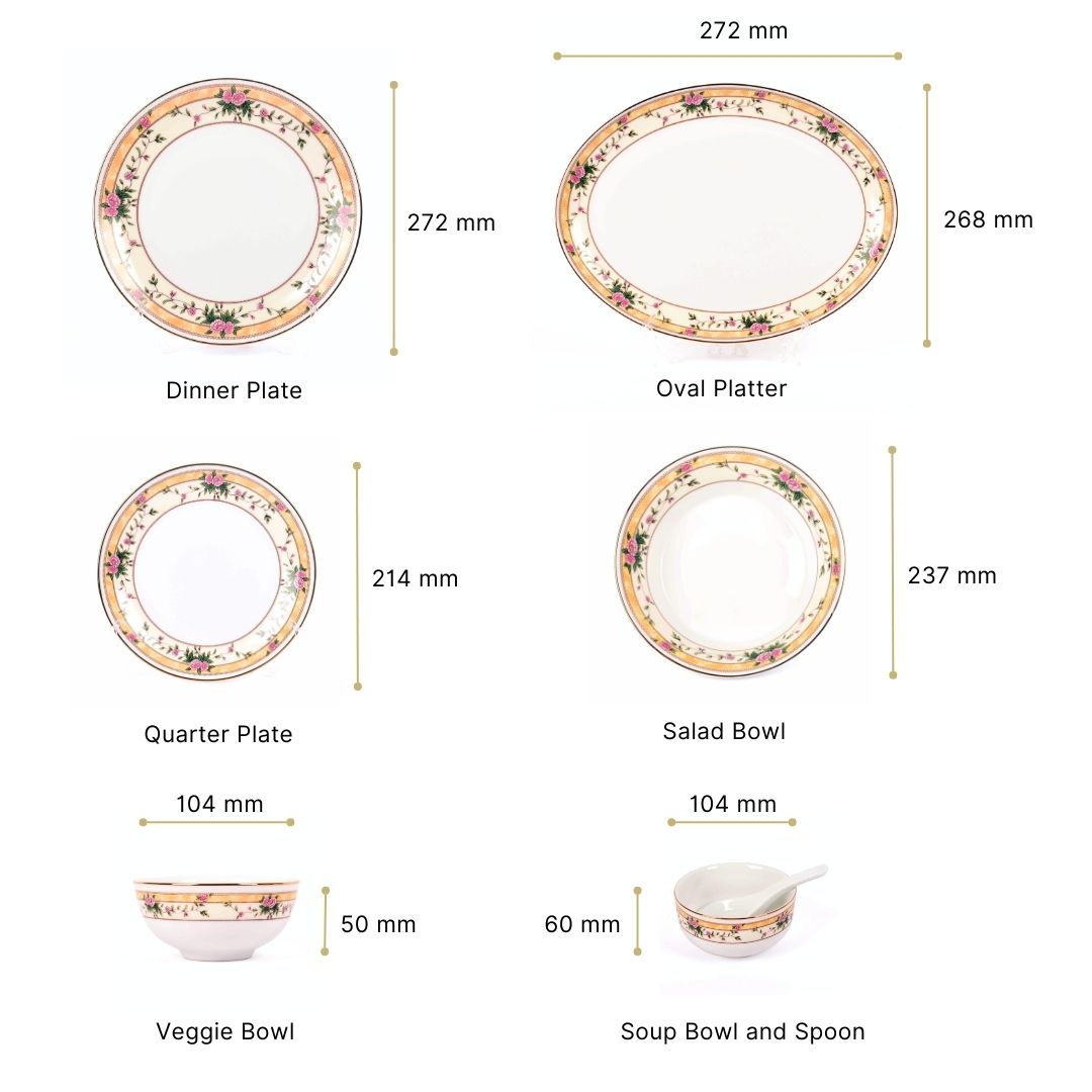 33 pc Dankotuwa Sri Lanka Dinner set | Yellow | Yeseniya ICHKAN
