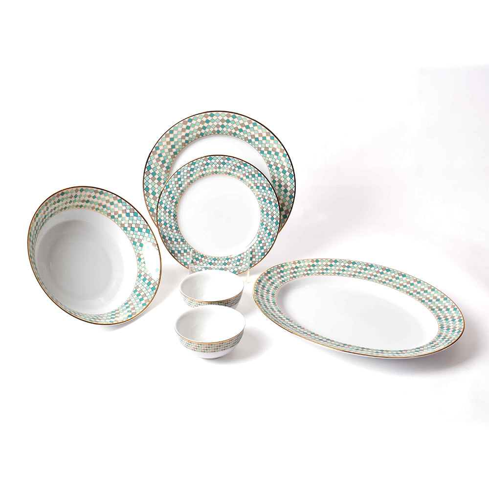 21 pc Dankotuwa Sri Lanka Dinner set | Teal | Christolite ICHKAN