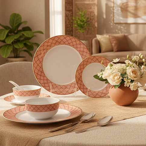 21 pc Dankotuwa Sri Lanka Dinner set | Peach | Angel Rope ICHKAN